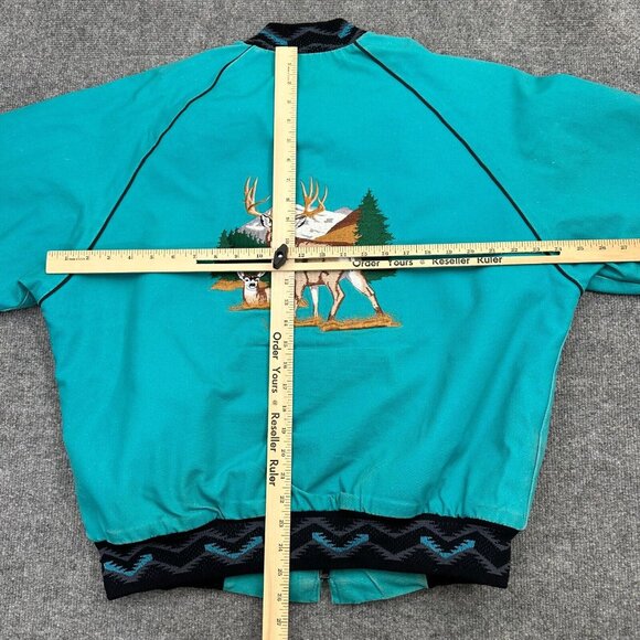 Vtg Walls Mountain Jacket Med Blue Canvas Fleece Blanket Lined Aztec Bomber USA - Picture 10 of 12